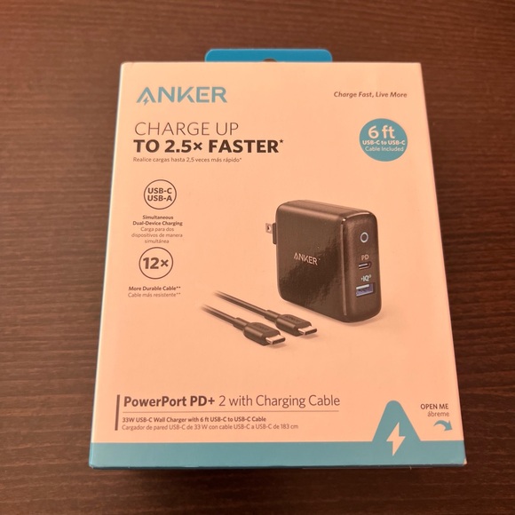 Anker Other - NEW IN BOX Anker PowerPort PD+ 2 with 6ft‎ USB Charger Cable